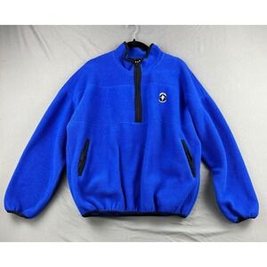 Stearns Fleece Pullover Mens Large 1/4 Zip Blue Vintage Made in USA Good